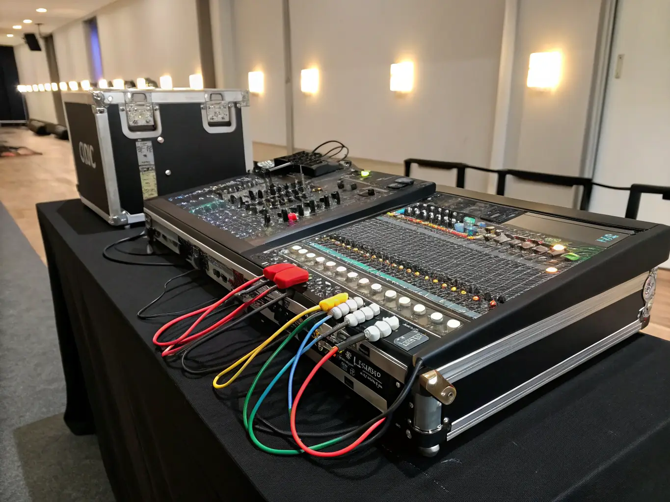 A high-quality audio cable plugged into a mixing console, symbolizing the importance of reliable connections in music production.